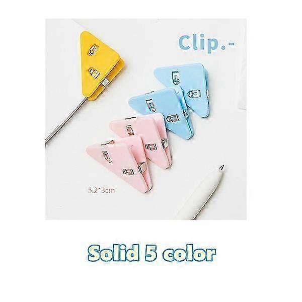 5pcs Mini Collar Corner Clips Set Transparent and Solid Colorful Page Holder Paper Clip Clamp File Solid 5pcs