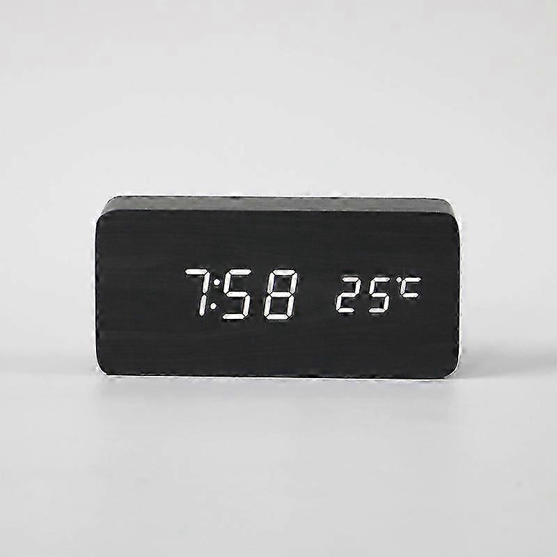 LED Wooden Digital Bedside Alarm Clock LED Date Temperature Display