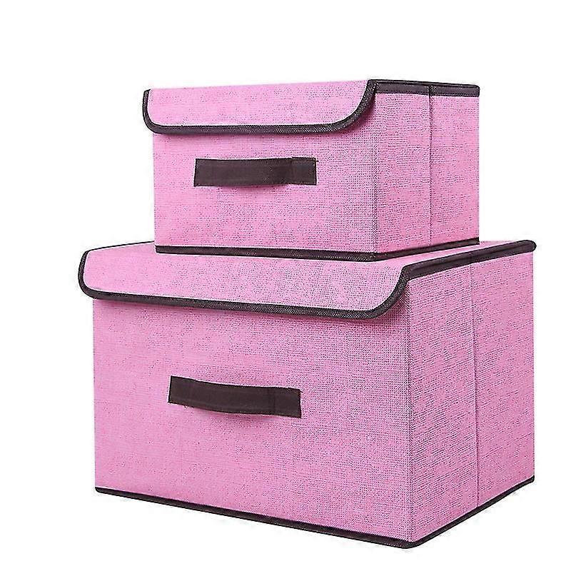 Two-Part Storage Box, Single Color, High Quality Fabric, With Lid (Beige)