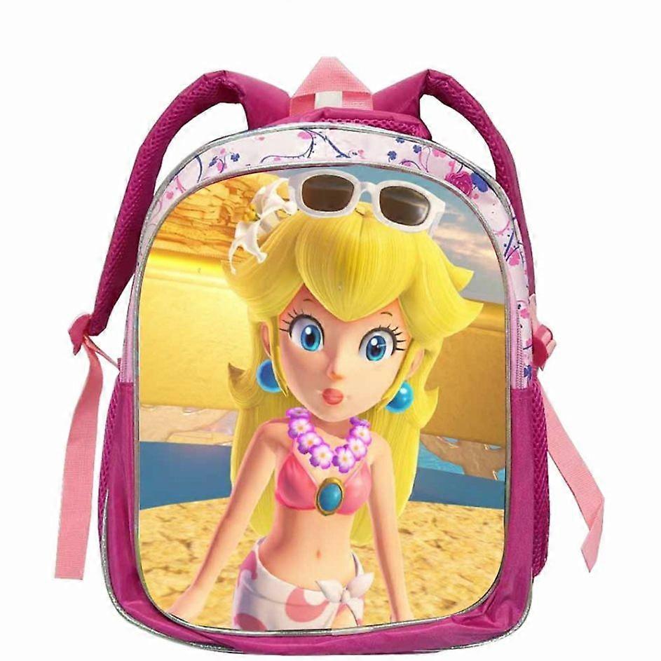 漫画ピーチプリンセススクールバッグ幼稚園男の子女の子スーパーマリオプリンセスバックパック幼児2-6年ピンクモチラス