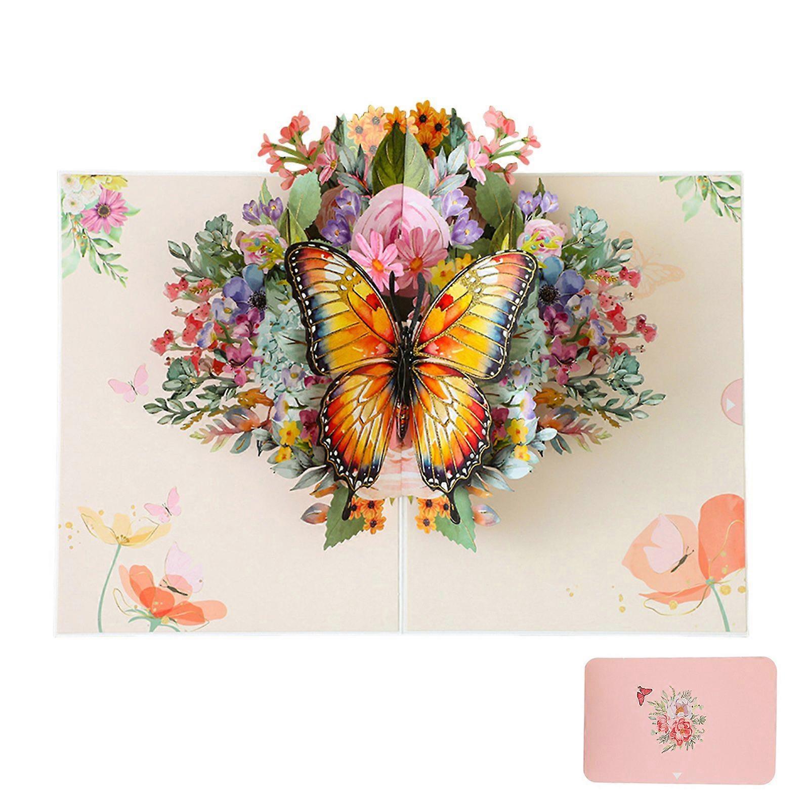 Pops-Up Butterflies Greeting Card Hand-made Personalized 3D Butterflies Birthday Card Present for Mother