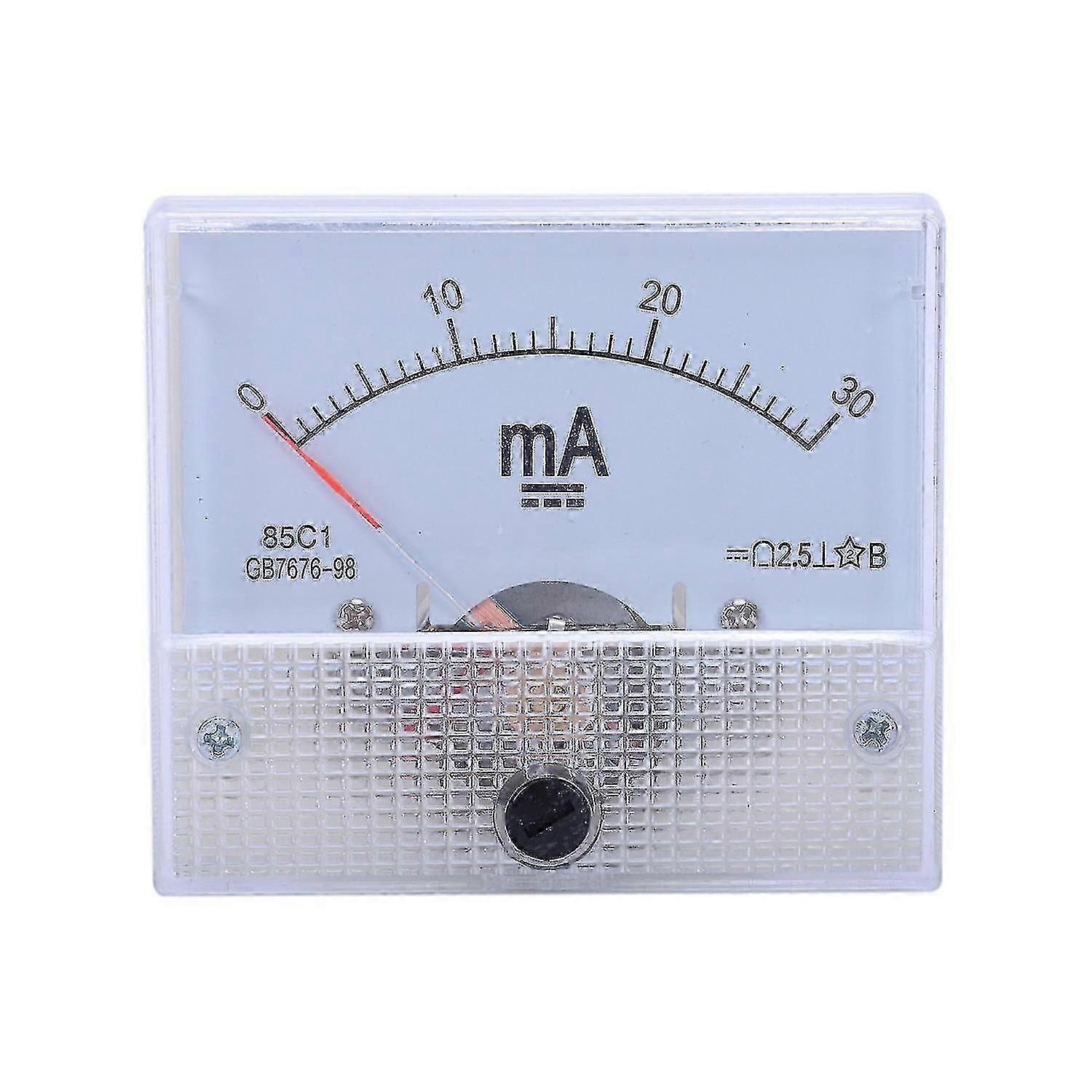 Dc 0-30ma analog strømpanelmåler Ammeter 85c1 30ma, hvid