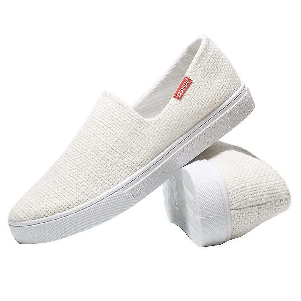 Fashion Solid Color Linen Canvas Men Loafers Slippers Slip-on Casual Walking Shoes