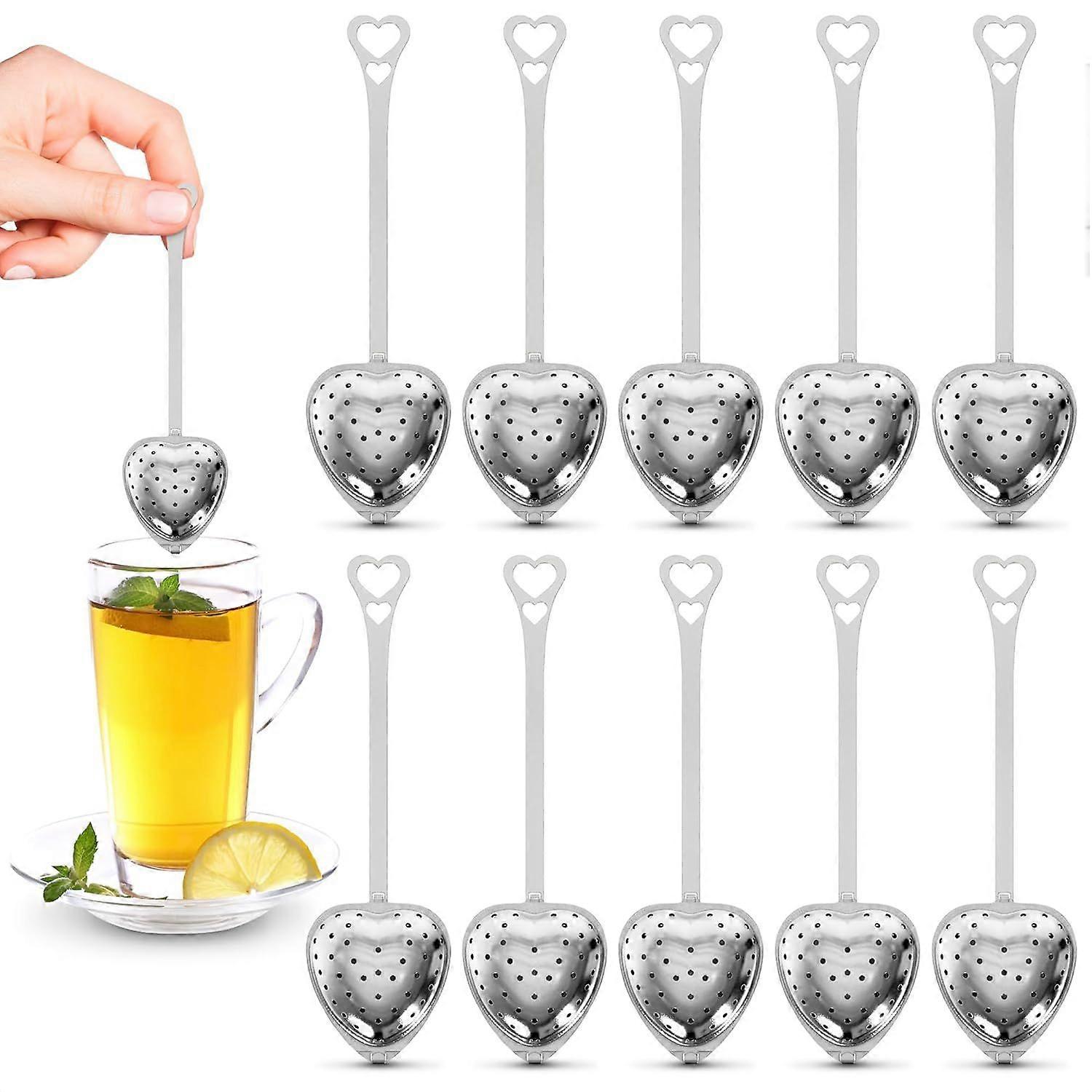 10Pcs Heart Tea Infuser for Loose Leaf Tea Steeper-Tea Diffusers for Loose Tea Leaf Steeper Tea Strainers  - Heart Shaped Tea Infuser