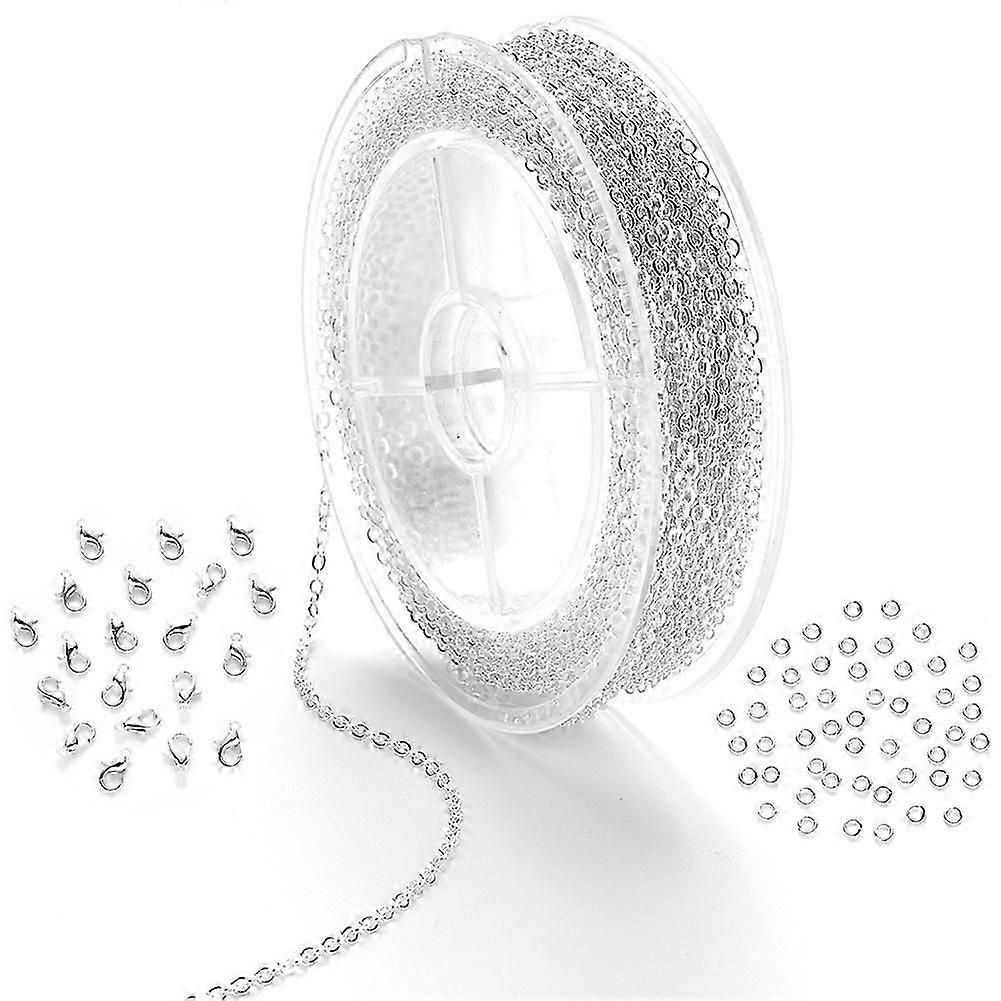 Link Chain Spool Bulk with 4mm Jump Ring and Lobster Clasps for Craft DIY Necklace Jewelry Making S JN