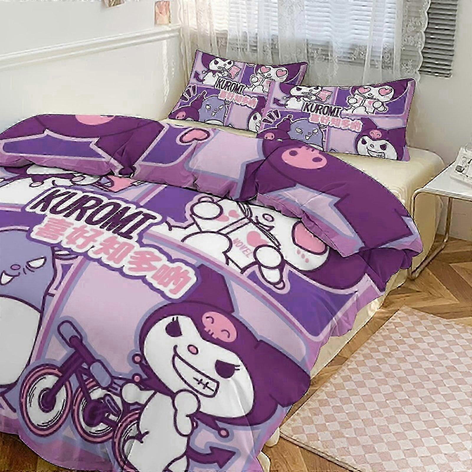 o3025 ملاءات السرير كورومي طباعة الفراش مجموعة نمط لحاف كوف طقم 3 قطع غطاء لحاف وأكياس وسادات للنساء والرجال والمراهقين (1 غطاء لحاف و 2 وسادة