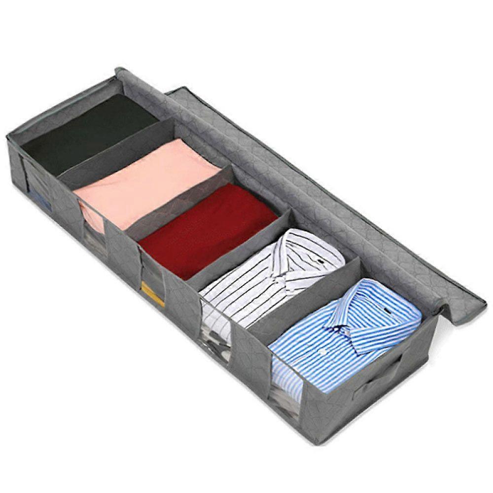 Storage Bag, Under Bed Dresser with Transparent Viewing Window and Grab Handles - Storage for Clothes, Toys and More (Grey)