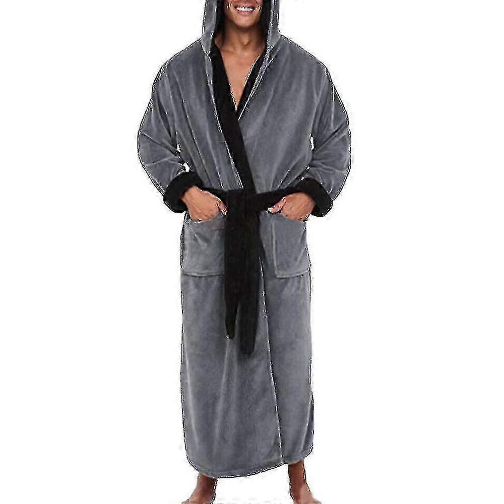 Mens Winter Warm Hooded Coat Bathrobe Towelling Long Dressing Gown | Fruugo  SG