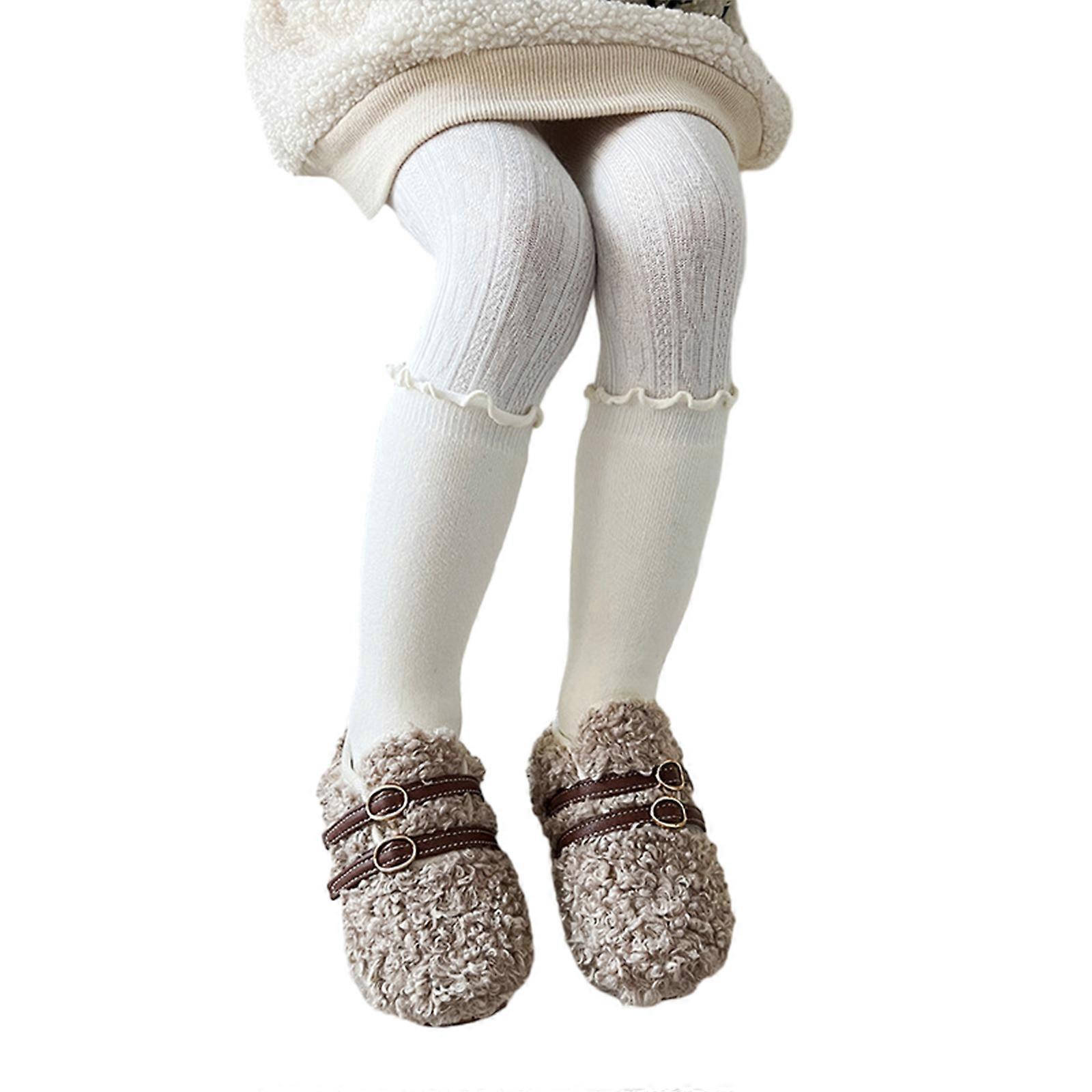 미끄럼 방지 코튼 무릎 높이 양말 크로 셰 뜨개질 어린 소녀 두꺼운 따뜻한 코튼 양말 통기성 겨울 양말 어린이 양말 화이트