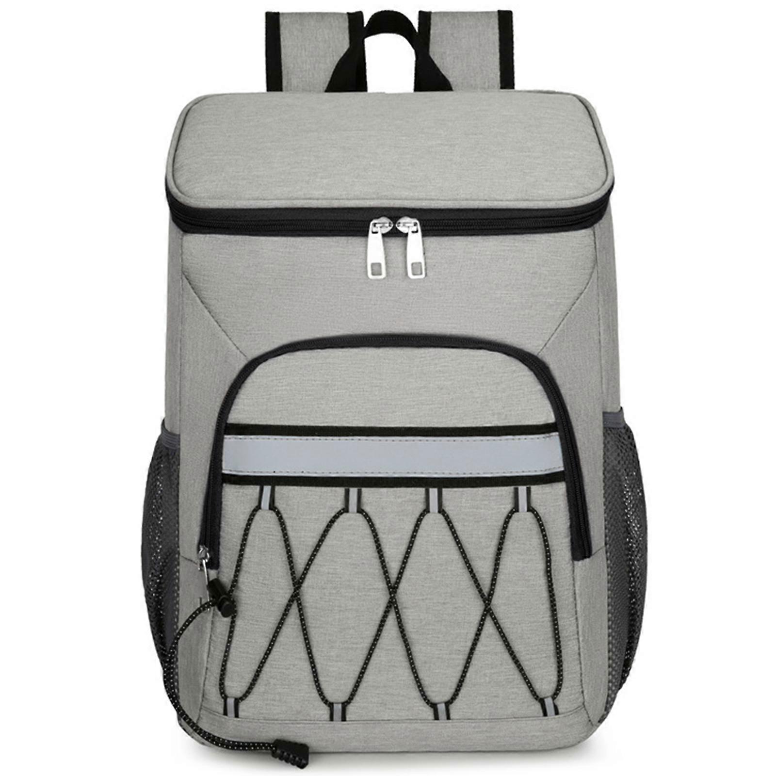 Practical Oxford Cloth Backpack Meal Container Backpack Large Capacity Insulated Cooler Bag  Gray