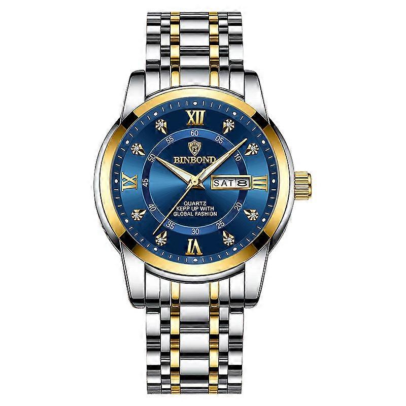 BINBOND Luxury Watch for Man Elegant Date Week Waterproof Luminous Male Wrist watch Quartz Stainless Steel Sports Men's Watches