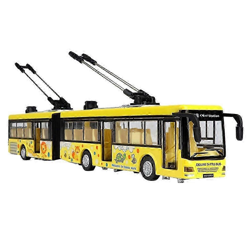 High Simulation 1:50 Alloy Pull Back Double Bus City Bus Model Vehicles Metal Diecasts Flashing Mus
