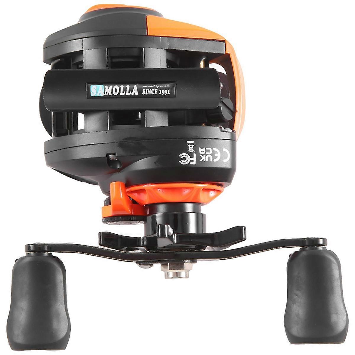Electronic Baitcasting Fishing Reel Led Screen Orange Left