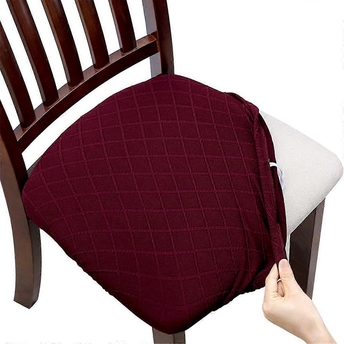 4Pcs Rhombus Lattice Chair Seat Covers - Cushion Slipcovers,E