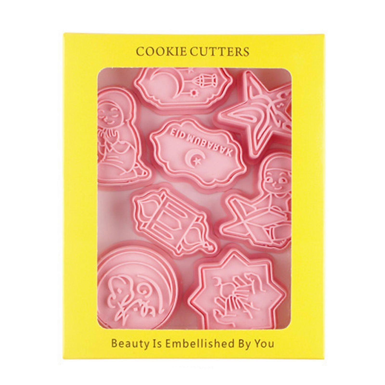 8 PCS Plastic Material Cute DIY Cookie Cutting Moulds Eid Ramadan Series Shapes