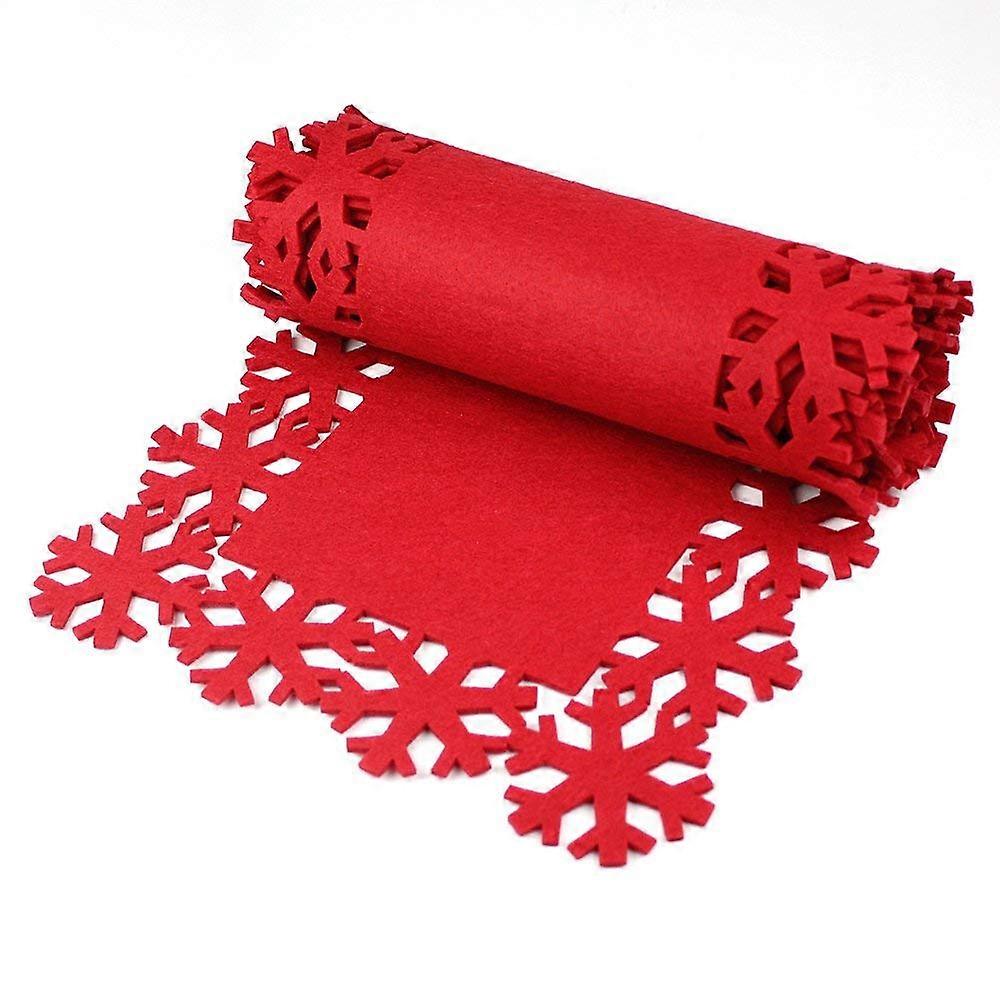 Luxury Red Felt Table Runner for Christmas Tableware Dining Room Accessories 2M