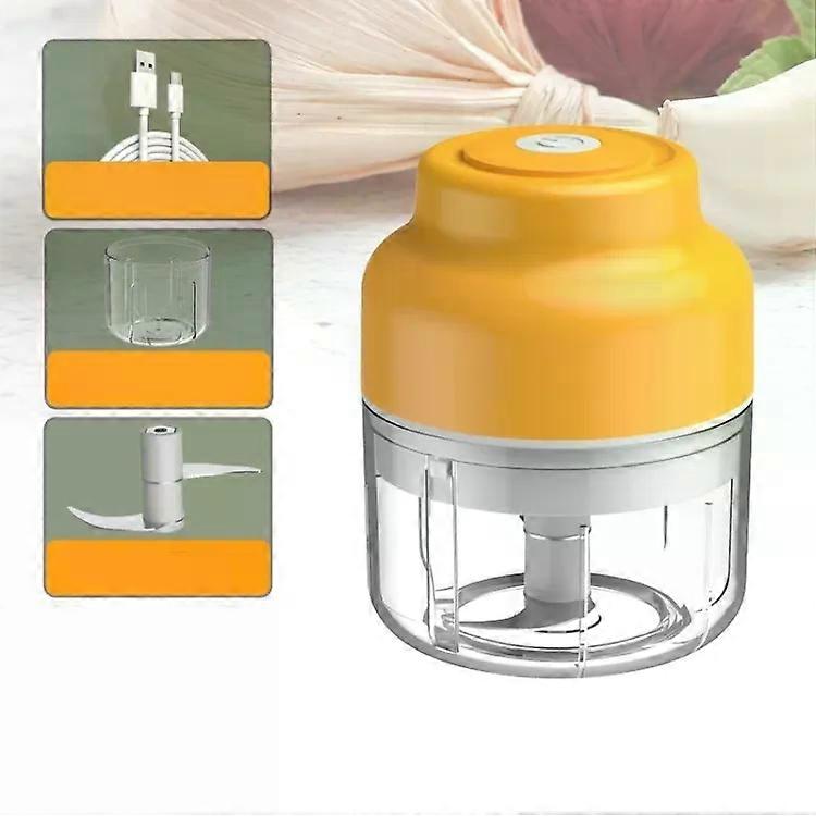 Wireless USB Charging Garlic Chopper-100ml Twisted Garlic Machine Yellow