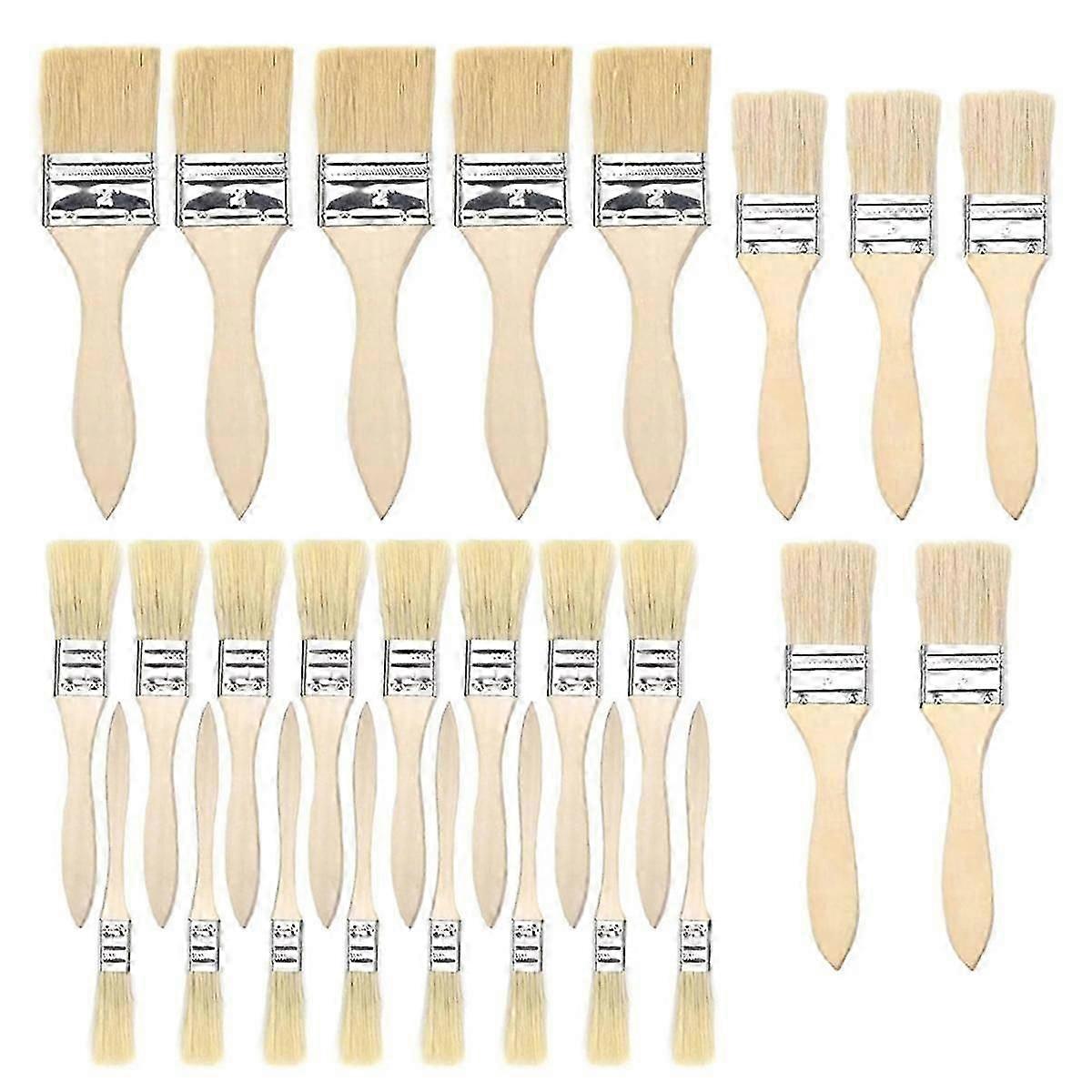 Flat Brush Set,Brush Set with 26 Pieces,12/25/38/50 mm Width, Painting Brush Set with Wooden Handle,Brush Set for Paints