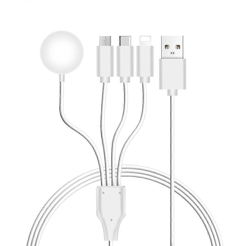 122cm USB to Type-C/8-pin/Micro/Square Watch Wireless Charger Splitter Cable for Apple