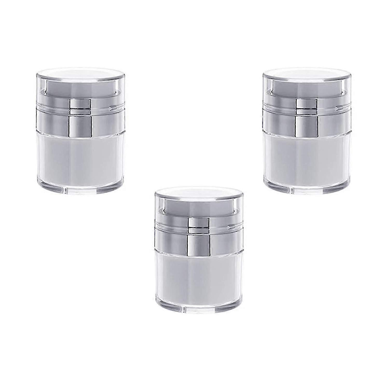 3ピース空のエアレスポンプボトルホワイトリークプルーフアクリル真空プレスフェイスクリームジャー詰め替え可能なローションファンデーションオイルセラム化粧品容器Po