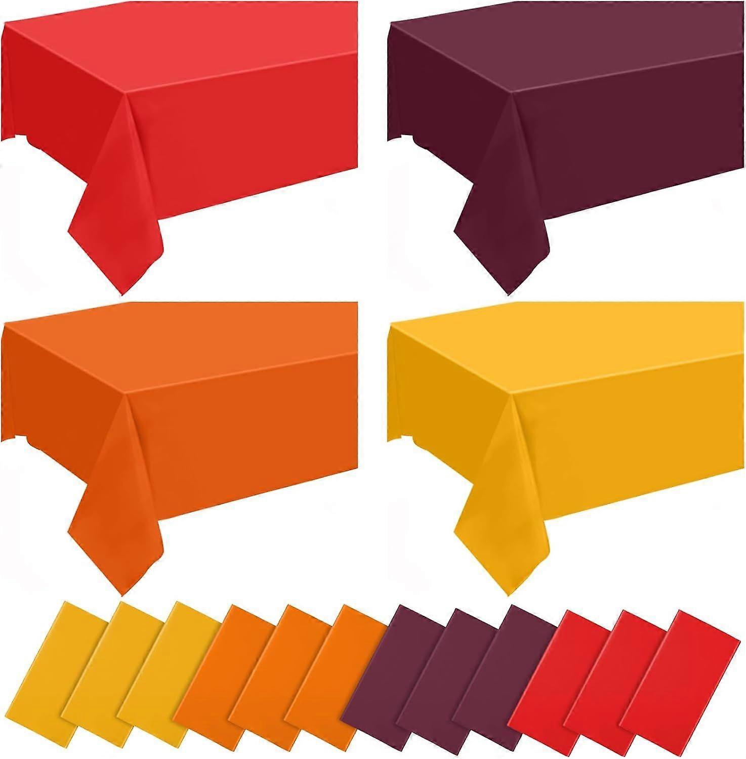 2025 Latest Model  12 Pcs Thanksgiving Disposable Tablecloth Plastic Fall Table