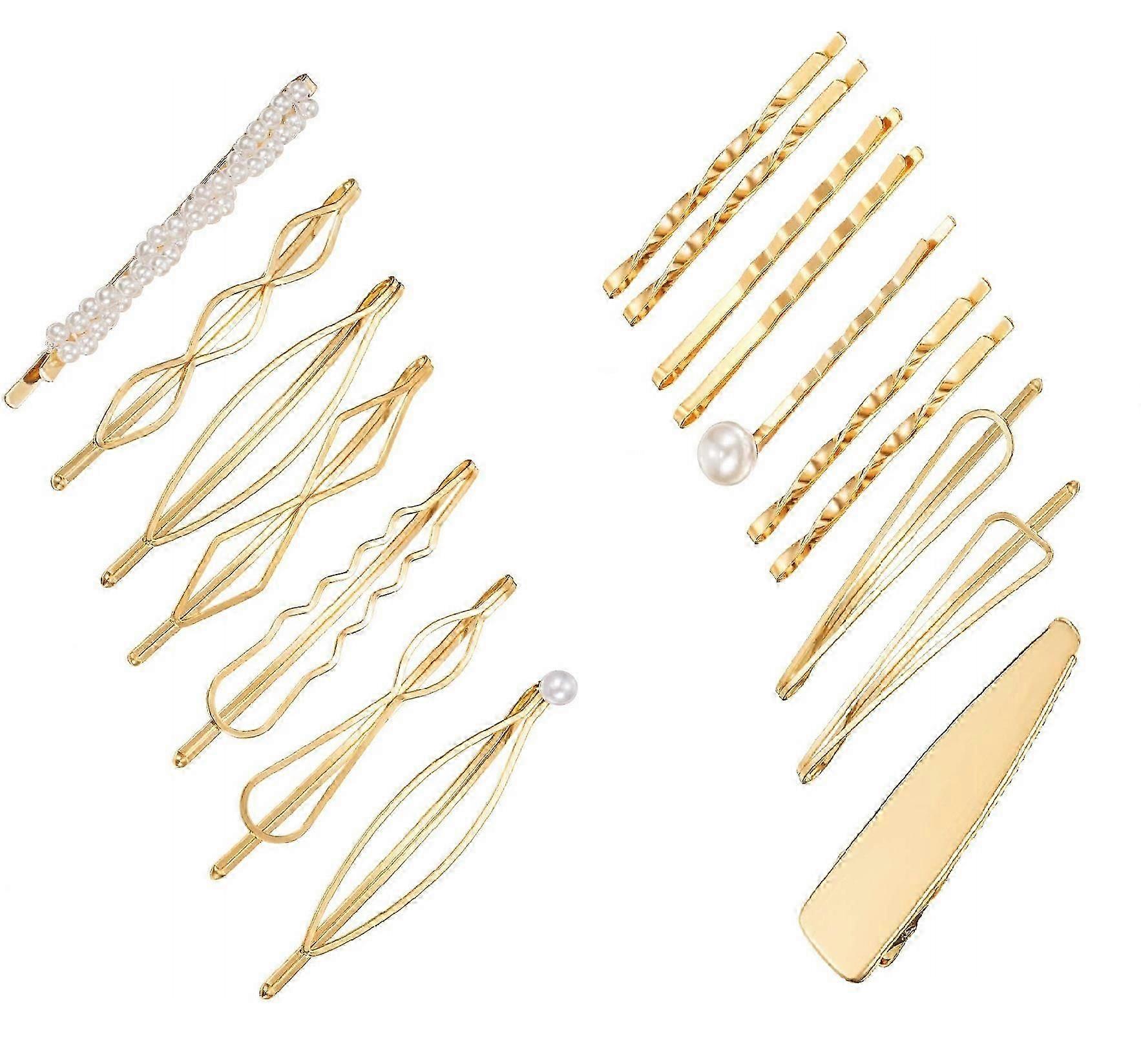 女性のための金属製のヘアアクセサリー、実用性とスタイル、パール、トライアングル、ひし形、ユニークな外観のための無限大を含む幾何学的なデザイン