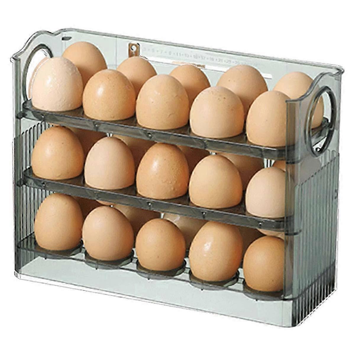 3 layer Vertical Clear Large Capacity Fresh Egg Storage Refrigerator Container for Kitchen Fridge,Green