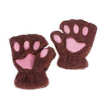2 Stück Kinder Kostüme Plüsch Halbfinger Handschuhe Warme Halbfinger Handschuhe Katze Pfote Halbfinger Handschuhe Winter Halbfinger Handschuhe SZRH A-V