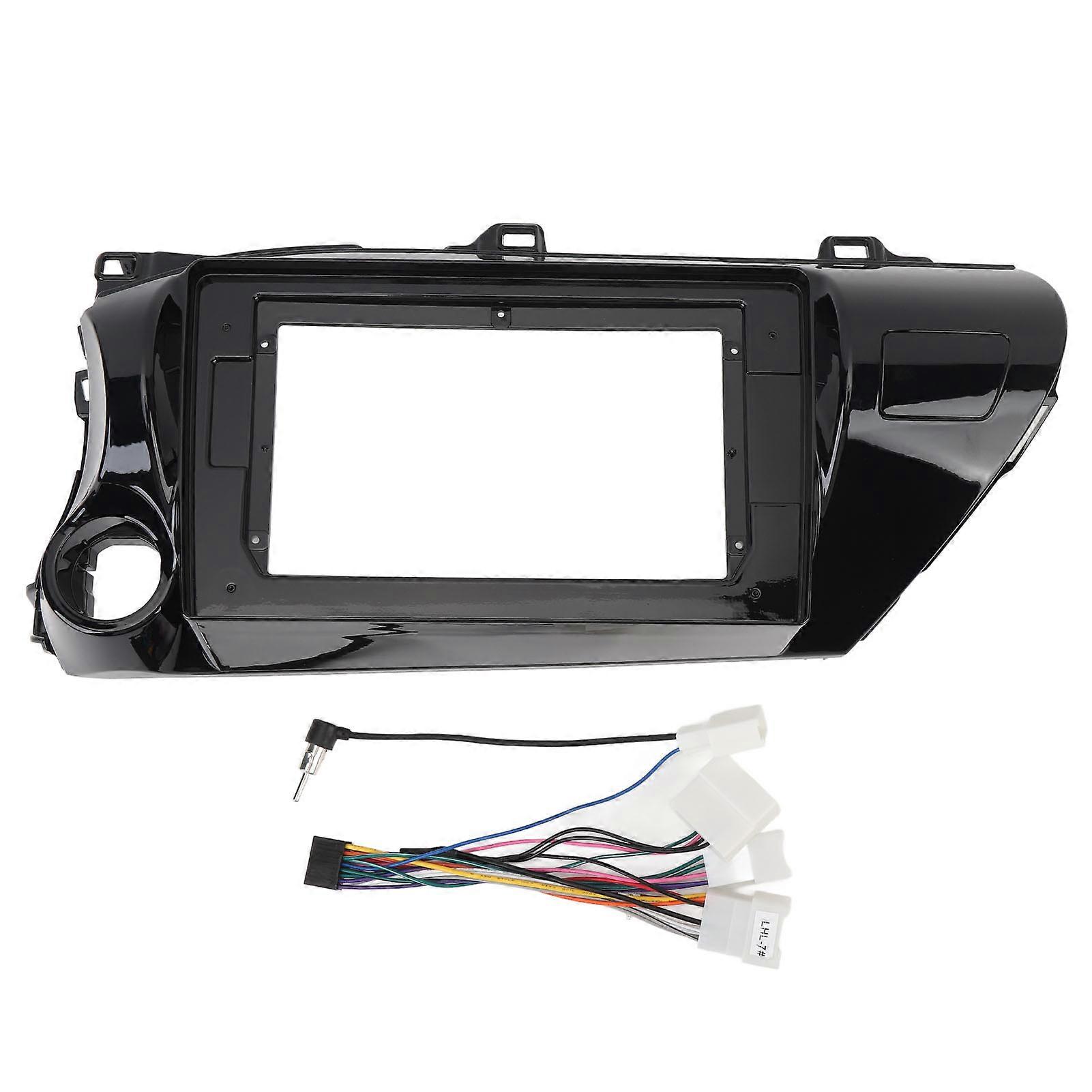 BOROCO 10.1in 2Din Car Radio Stereo Panel Frame Left Hand Drive Protective Navigation Fascia Dash Panel Frame for Hilux 2015 to 2018 (With power cord)
