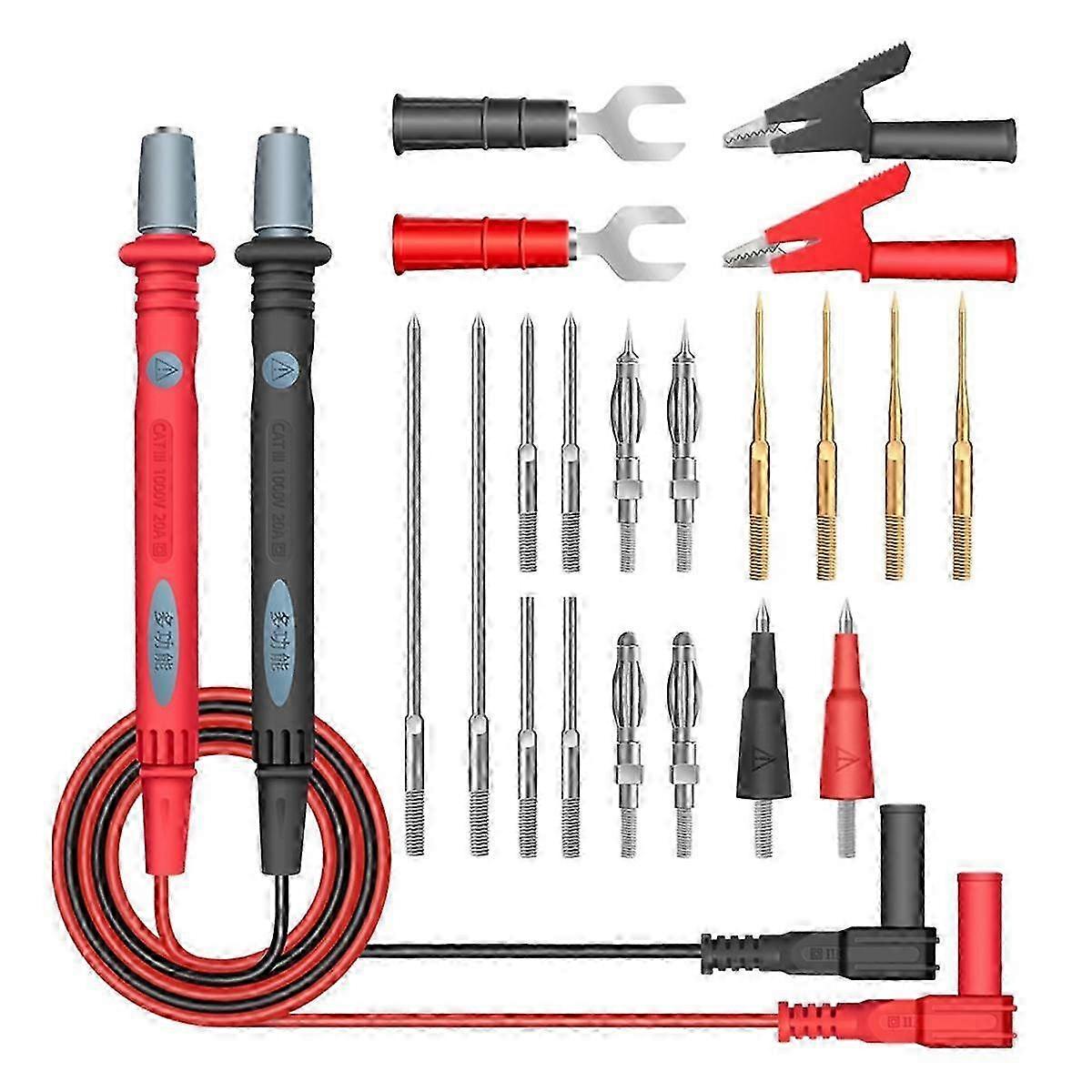 22-In-1 Multimeter Test Lead Set Professional Silicone Insulated Test Probes with Alligator Clips Banana Plugs Tips