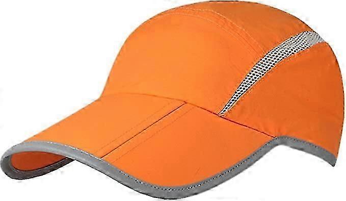 Foldable mesh sports hat with reflective stripes and breathable visor