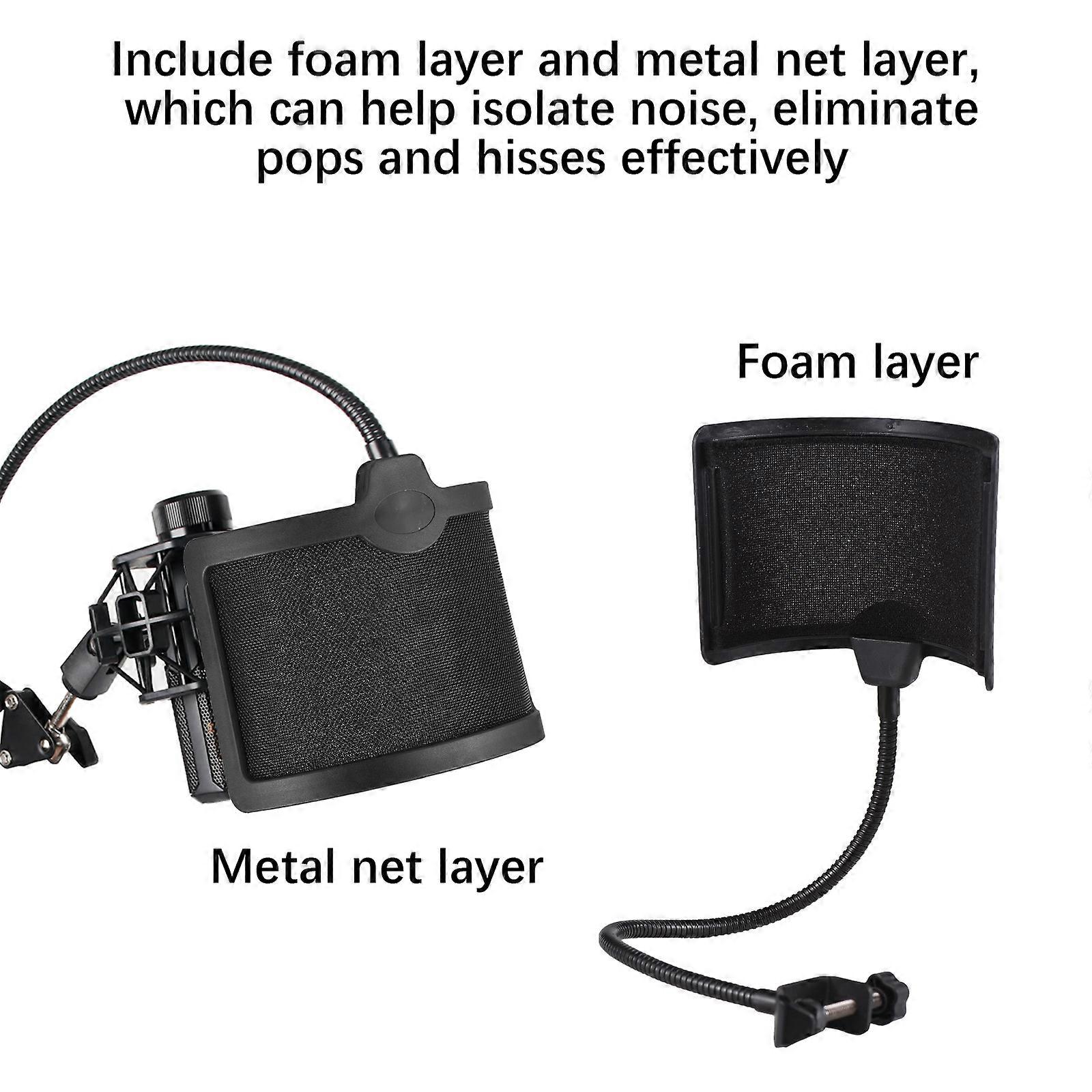 U-Type Bop Net Pop Filter with Flexible Shaft Acoustic Filter Microphone Dedicated Wind Noise Net Wind Screen Windshield Windscreen Studio Mic Shield