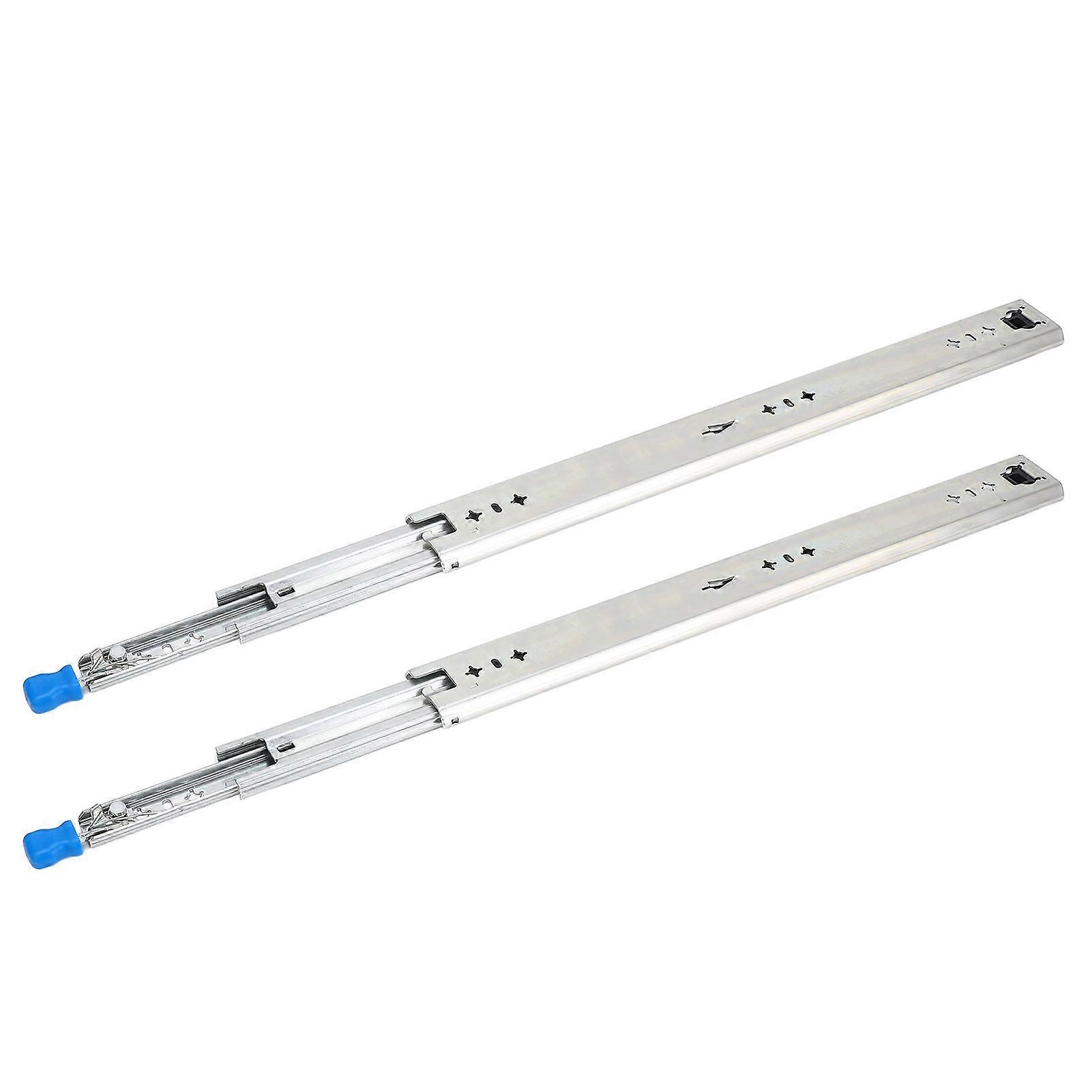 1 Pair 18in Self Locking Drawer Slides 53mm Width 3 Sections Heavy Duty Drawer Rails for Shelves Cabinets RVs Trucks