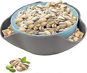 Pistachio Bowl with Shell Storage Large Double Dish Snack Bowl Perfect for Fruit, Nuts, Candy and Snacks