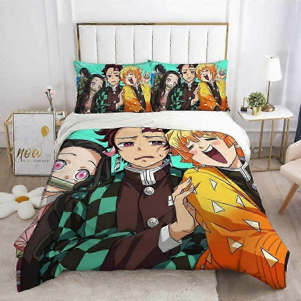 Conjunto de Cama de 3 Peças com Capa de Edredom e Fronhas, Perfeito para Fãs de Animação - Presente de Aniversário Roupa de Cama