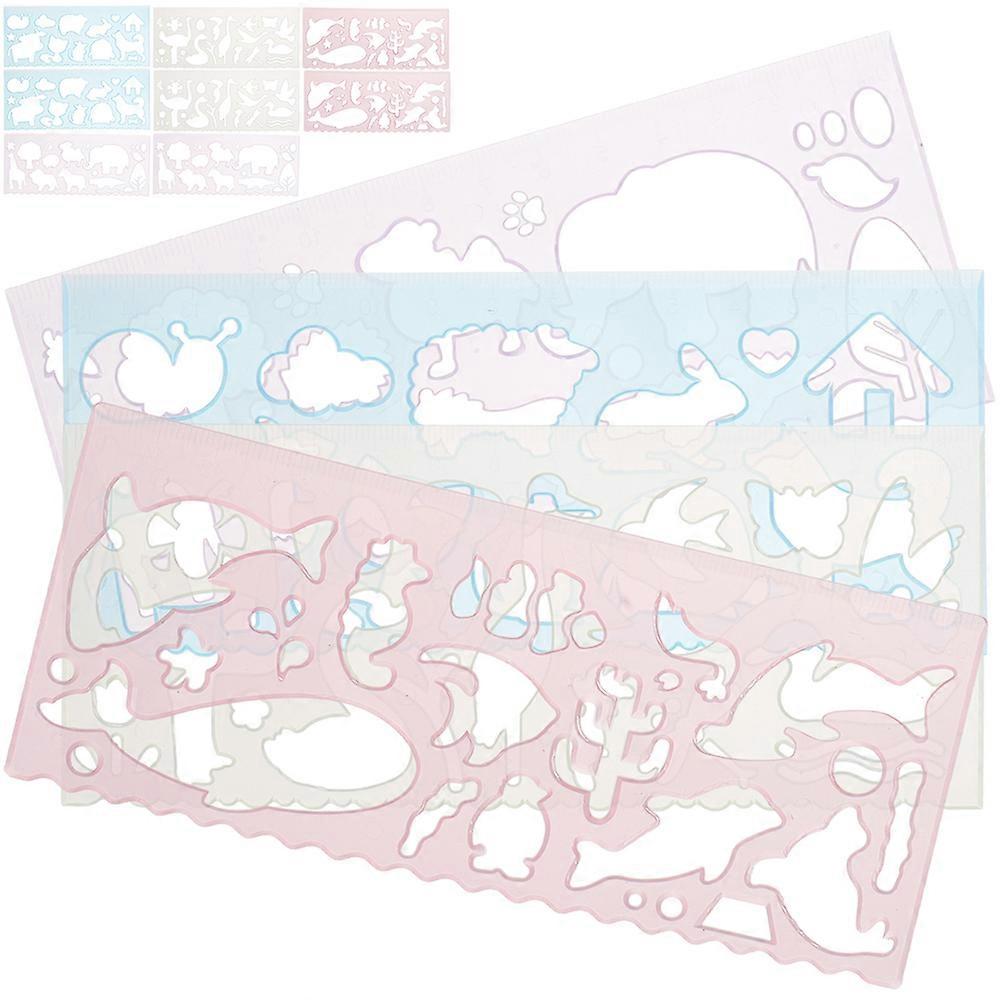 24PCS Animal Painting Stencils Reusable PP Drawing Templates Smooth Edges Cartoon Designs for Crafting Art Practice Colorful Geometric Shapes