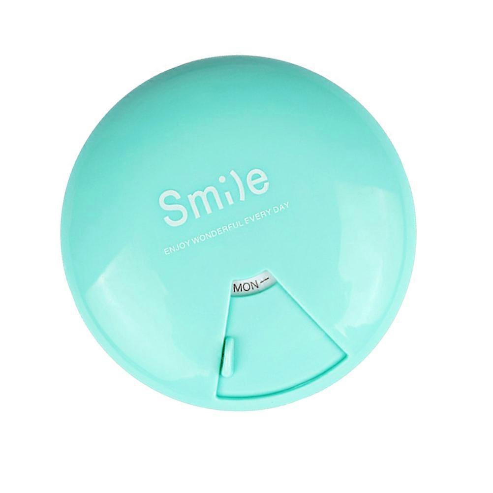 Round 7 Grids Portable Weekly Organizer Container Storage Medicine Case