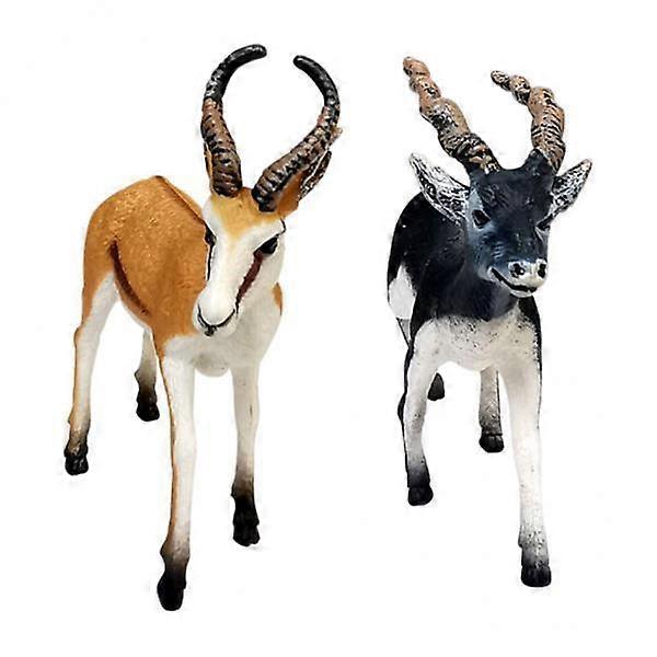 2x 2x Antelope Springbok Deer Figurines Educational Creatures Model for Ages 3