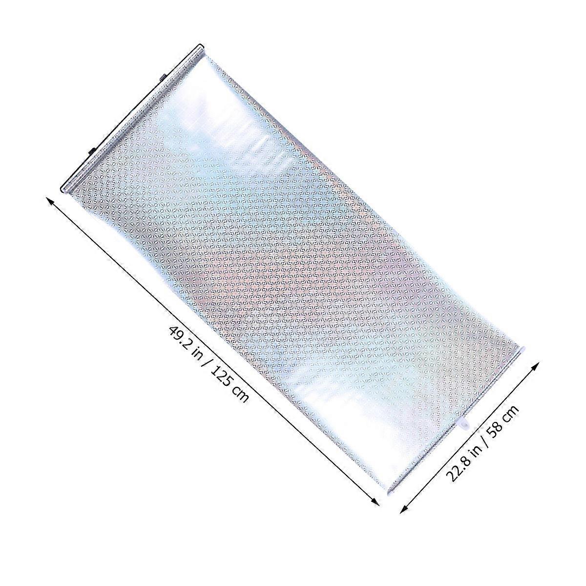 Retractable Shade Curtain Silver 125x58cm Sun Protection Privacy Screen Heat Reduction 1Set