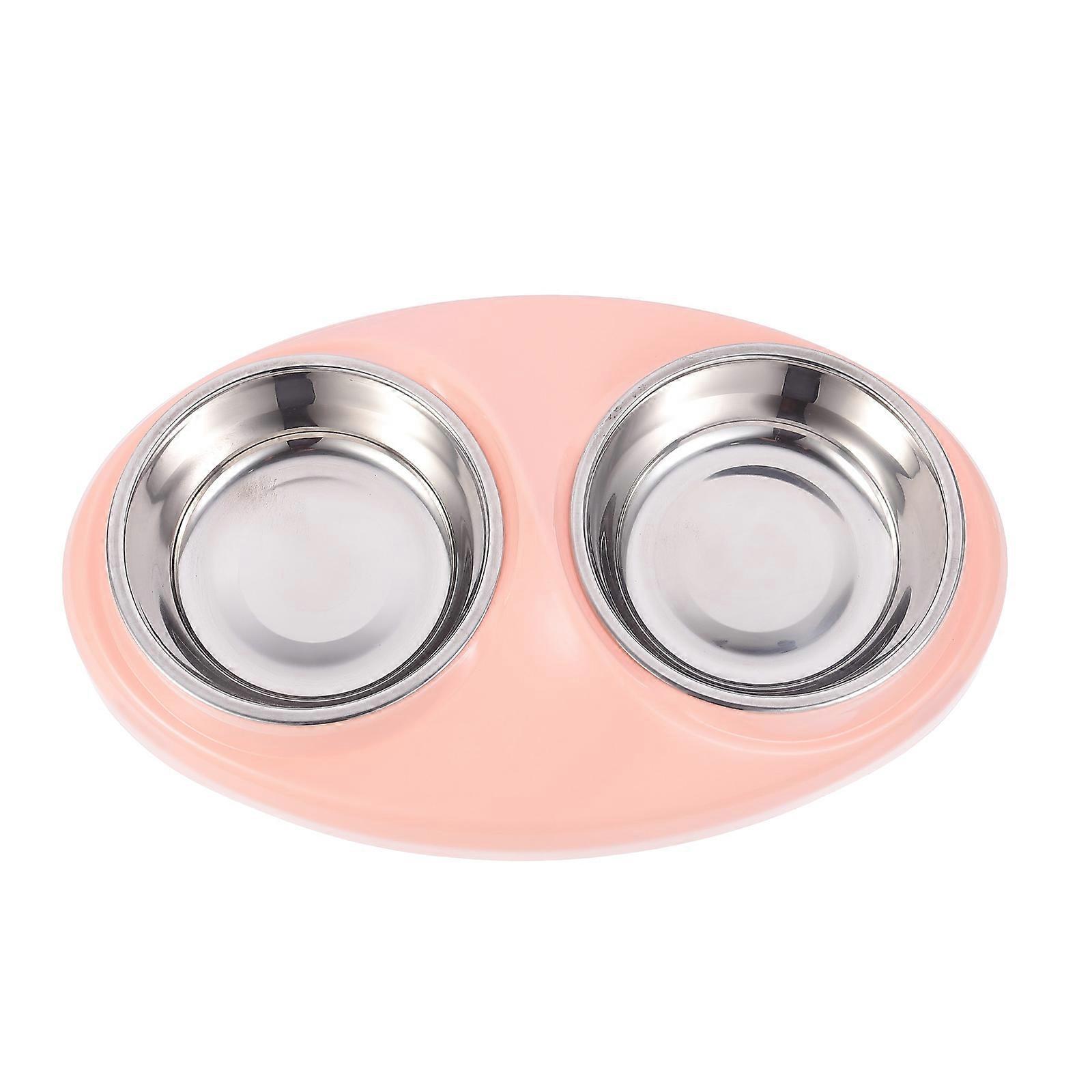 Kitten Water Bowl Dual-Use Pet Cat Dog Feeding Bowl Pink Color Daily Feeding 1 Set