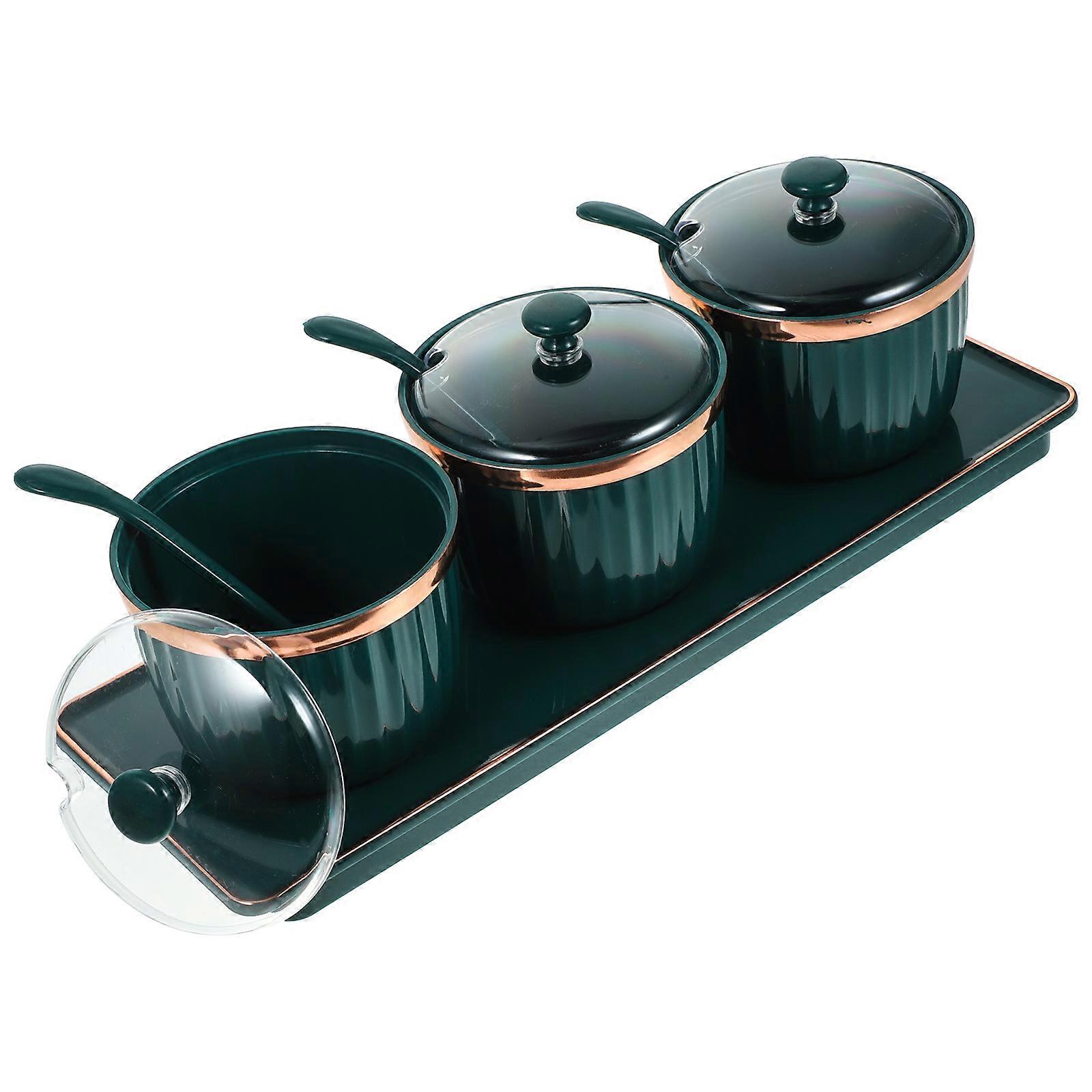 Multi Spice Container Set Home Use Square Green 32x11cm Easy Cleaning 1Set