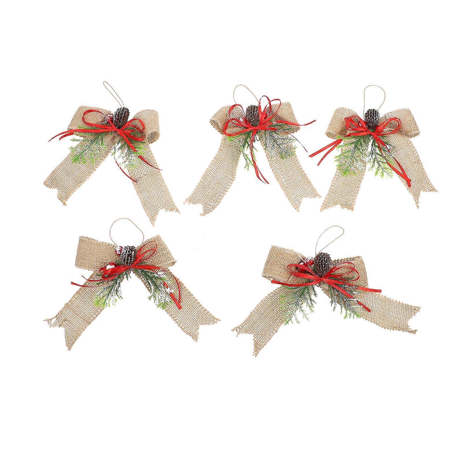 Bowknot Pendant Creative Linen Bowknot Hanging Decors For Christmas Celebration 5Pcs