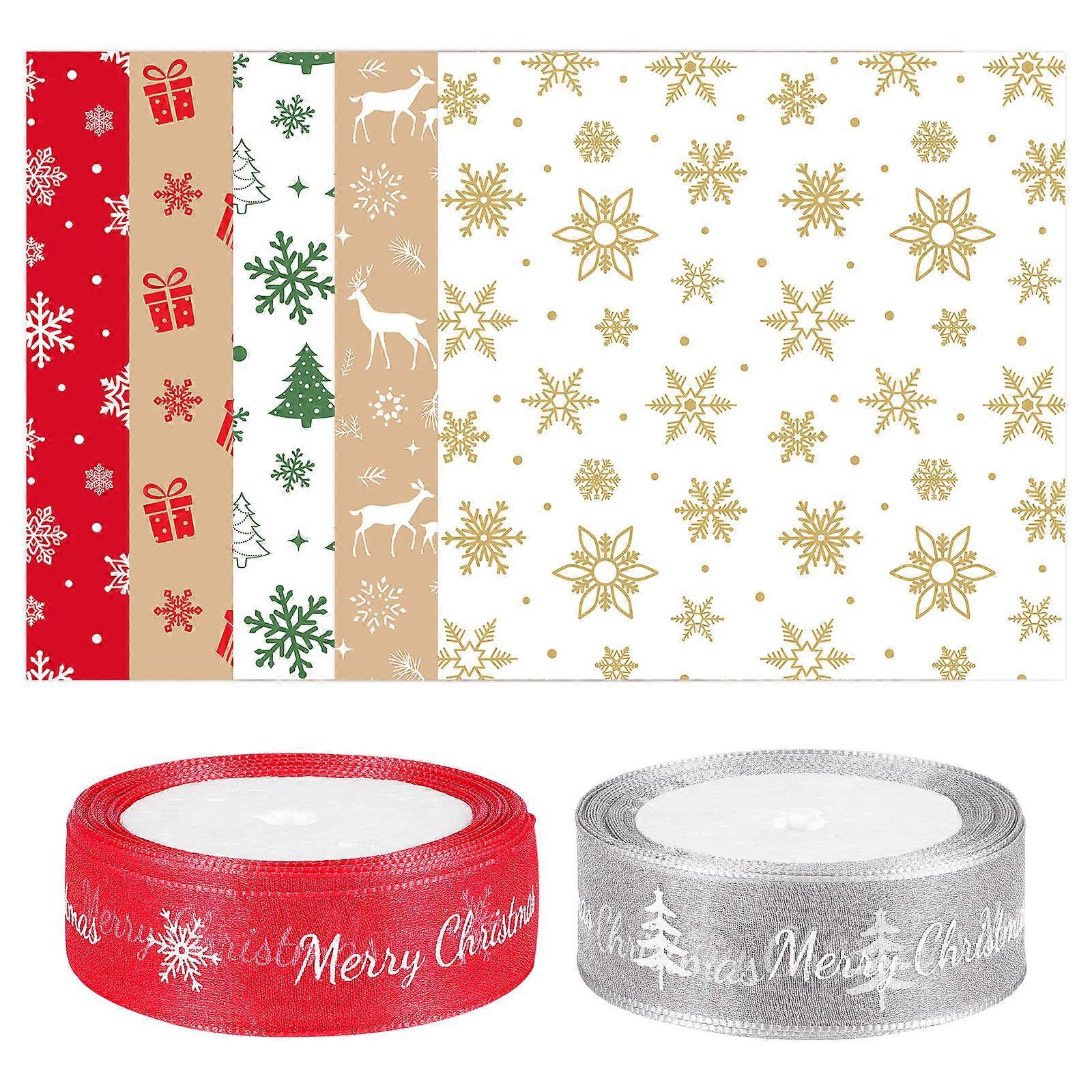 Flat Wrapping Paper Hemoton Christmas Celebration Supplies Square Shape Classic Design 19.6 X 19.6 Inch 50Pcs