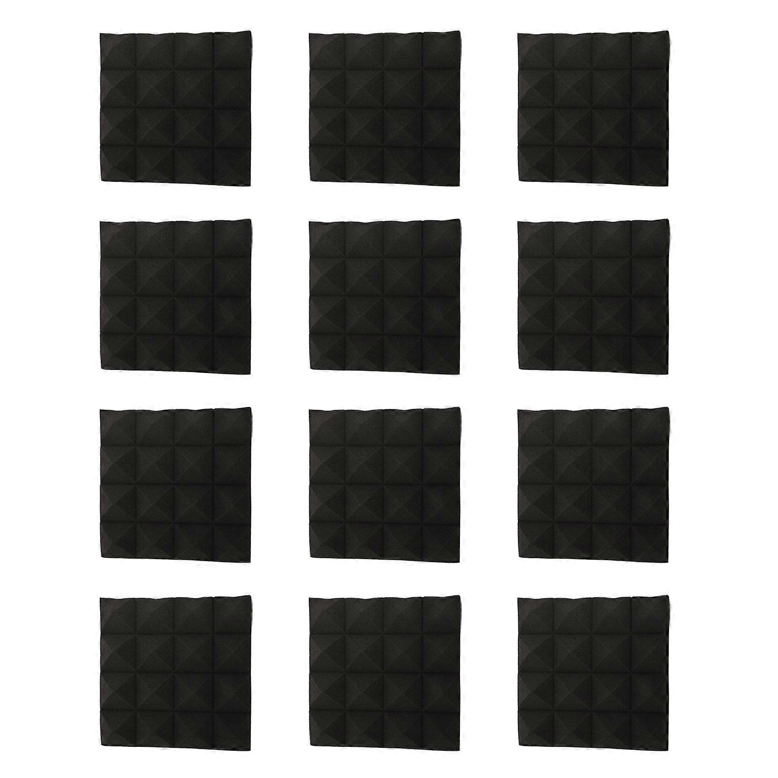 12pcs Soundproof Pyramid Acoustic Panels – Thick Sound Insulation for Studios, Home Theaters & Recording Spaces – High Density Sound Dampening