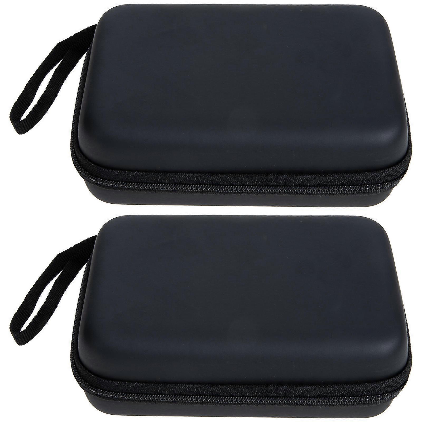 Cable Organizer Case Electronics Organizer Bag Travel Daily Use Black 17x12cm Zipper Closure 2Pcs