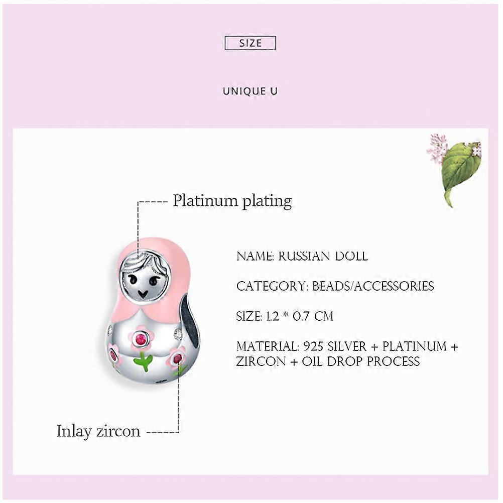 Cute Pink Russian Doll Necklace Pendant DIY Craft Accessory Durable Charm for Keyring, Anklet, Cellphone Decor – Perfect Gift for Friends and Loved