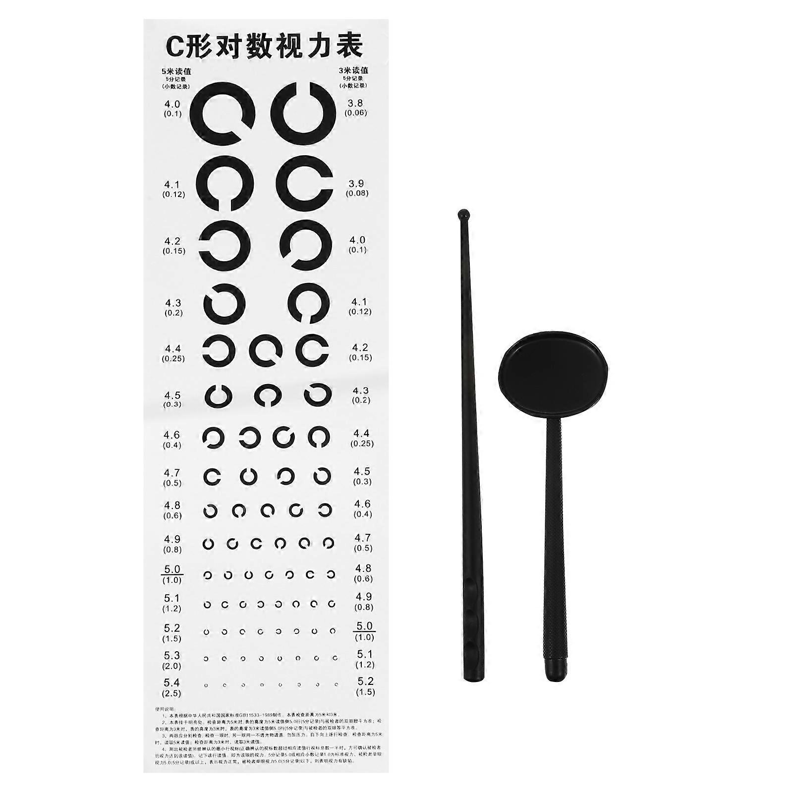 C Type Vision Testing with Telescopic Rod and Occluder for Accurate Exams PVC for Schools and Clinics