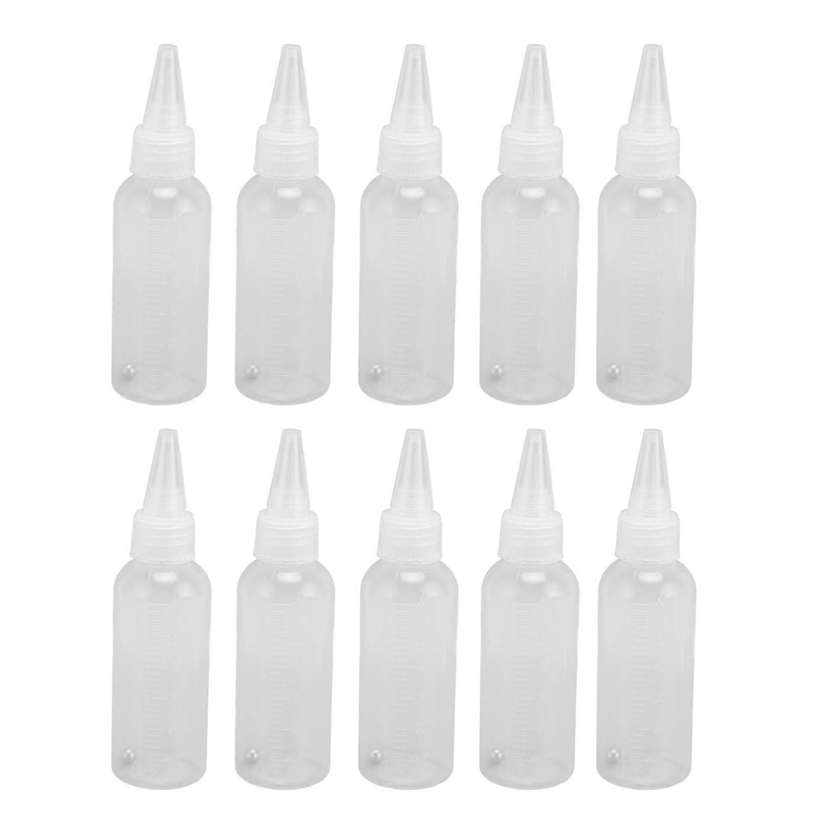 Pack of 10 60ml Empty Airbrush Paint Bottles with Clear Ball Squeeze Caps
