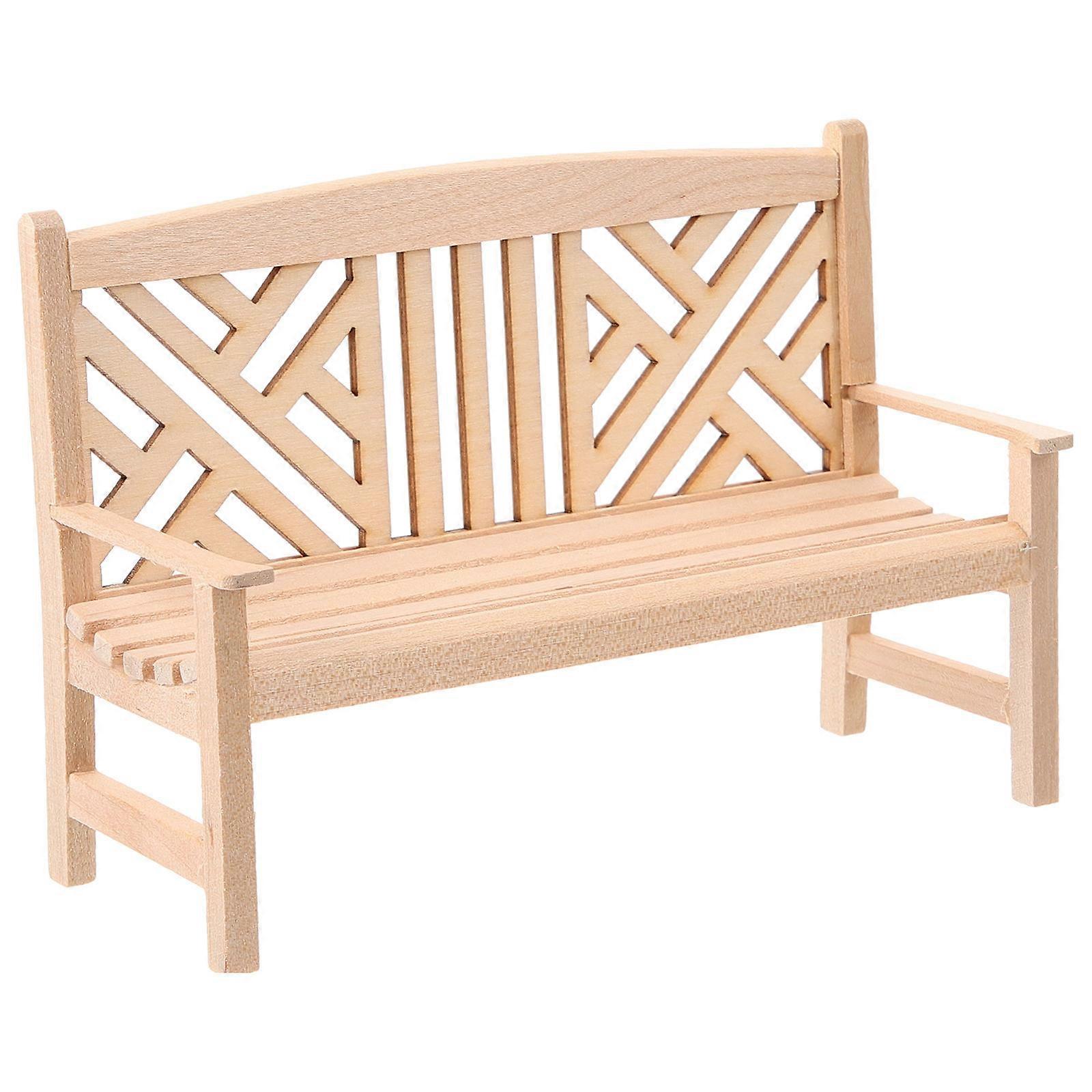 Mini Flower Bed Park Bench Miniature Garden Bench Scene Decoration Doll House Furniture Beige 13.00X8.50X5.00CM 1Pack