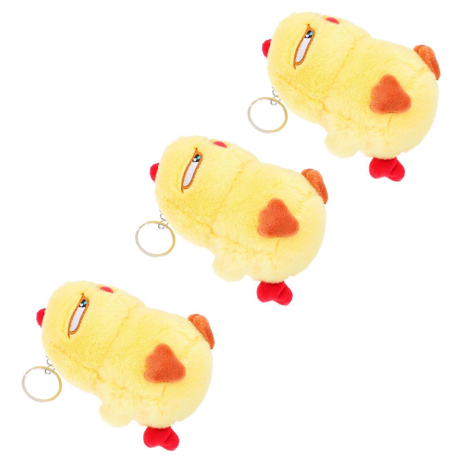 Cute Animal Pendants Chick Keychain Pendant Soft Keyring For Bag Accessory Yellow 3Pcs